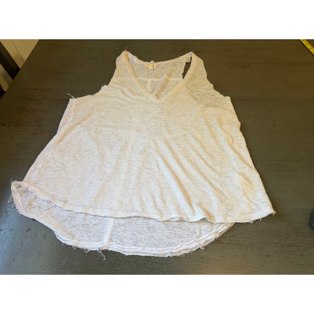 Project Social T PST Los Angeles White Slub Knit V-Neck Tank Top XL 3432-KM